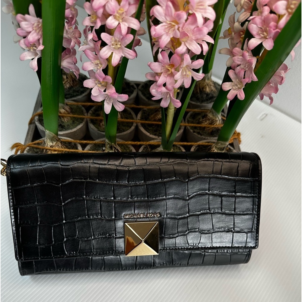 Michael Kors BN Croco black leather clutch crossbody